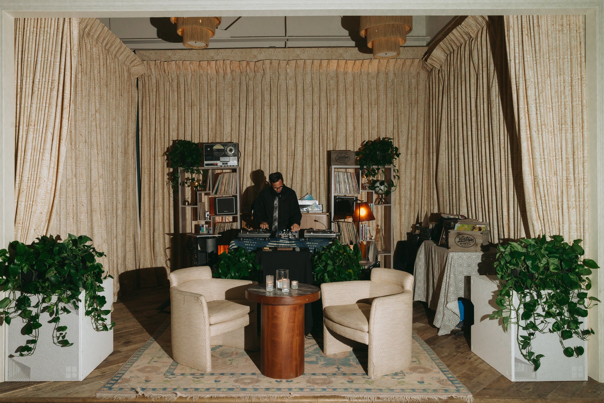 retro wedding with plants