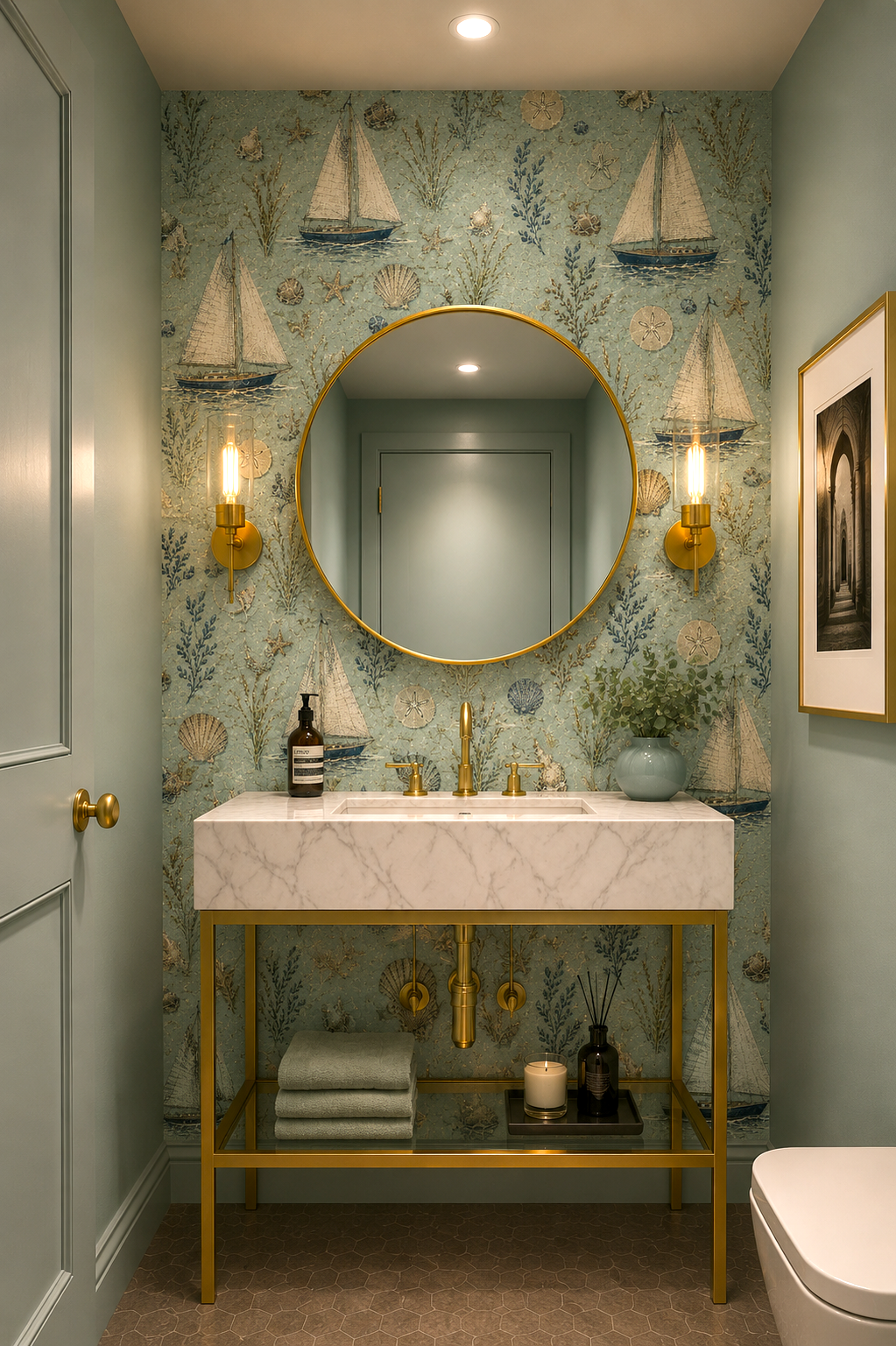 Sailboats Powder Room Accent Wallpaper.png
