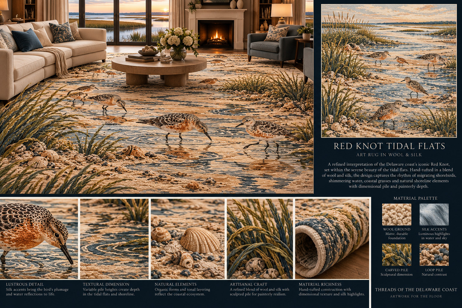 Red Knot Tidal Flats Artisnal Rug.png