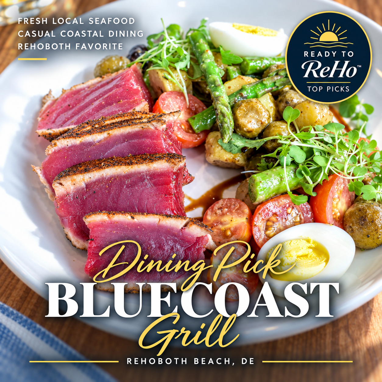 Bluecoast offers a contemporary take on the classic coastal seafood restaurant, with fresh seafood, comfortable indoor dining, and a spacious outdoor patio complete with a fire pit, bar, and occasional acoustic music. 