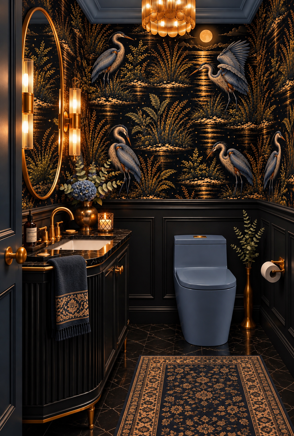 Blue Heron Nocturn - Panorama Repeat Large Powder room V2.png