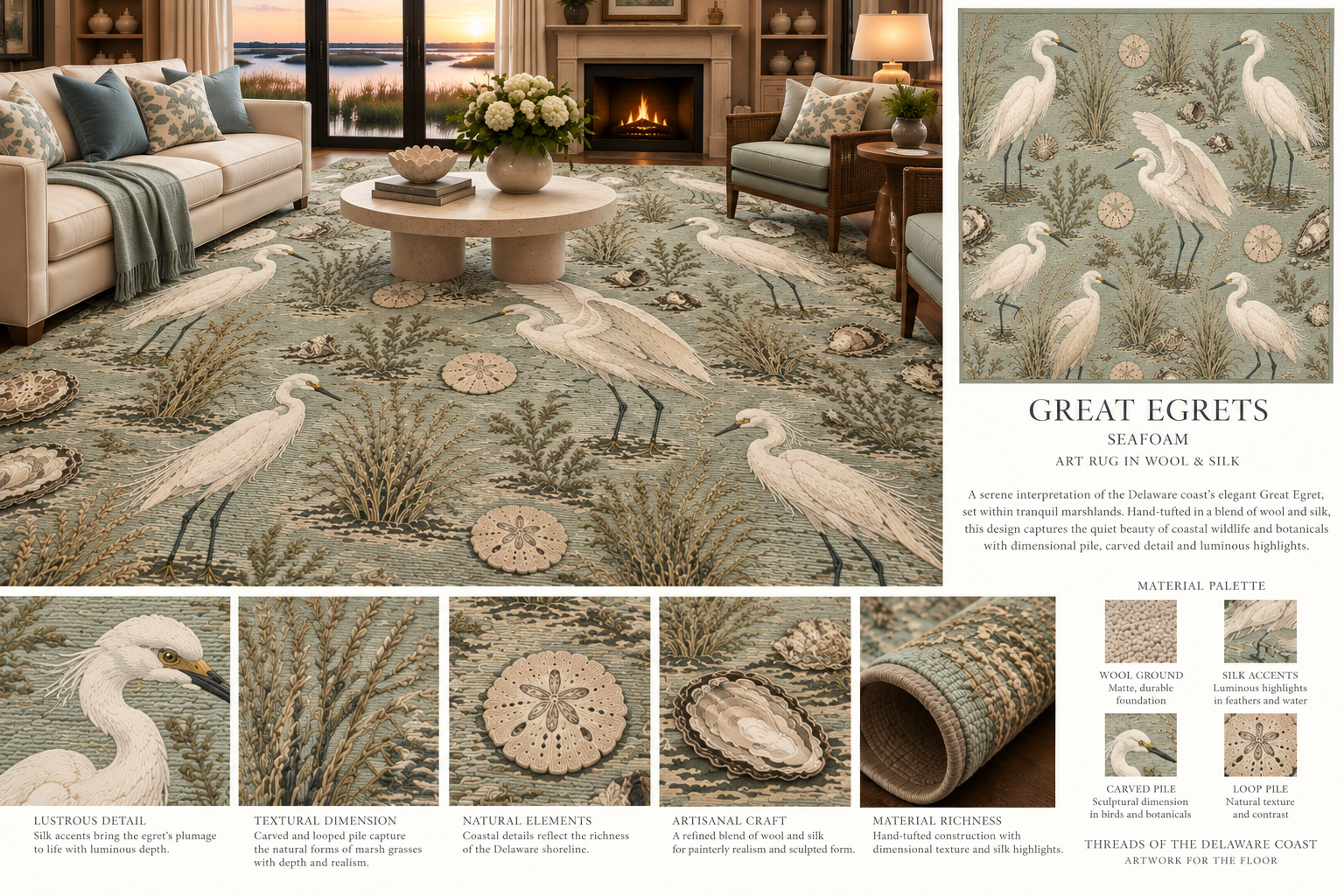 Great Egrets in Sea Foam Artisnal Rug.png