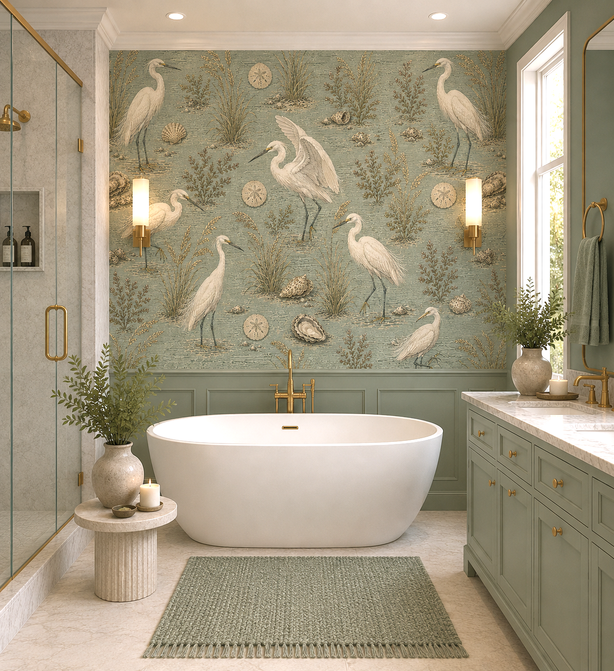 Serene Egrets Wallpaper Spa Bathroom.png