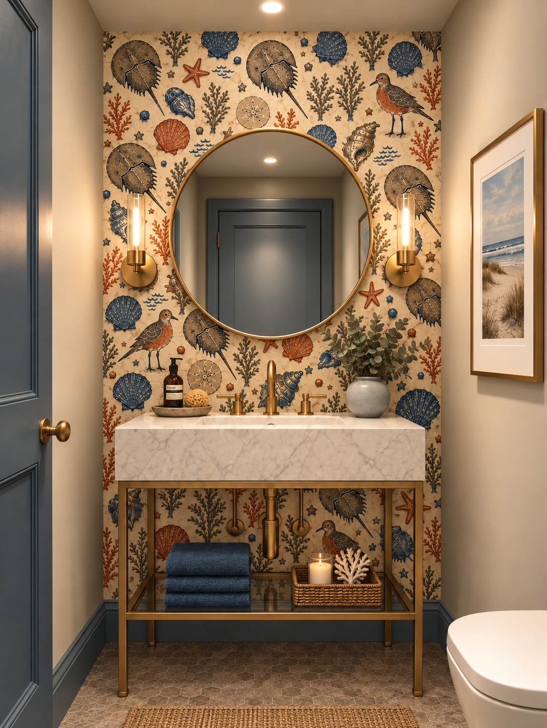 Horseshoe crab & Red Knot Powder Room.png