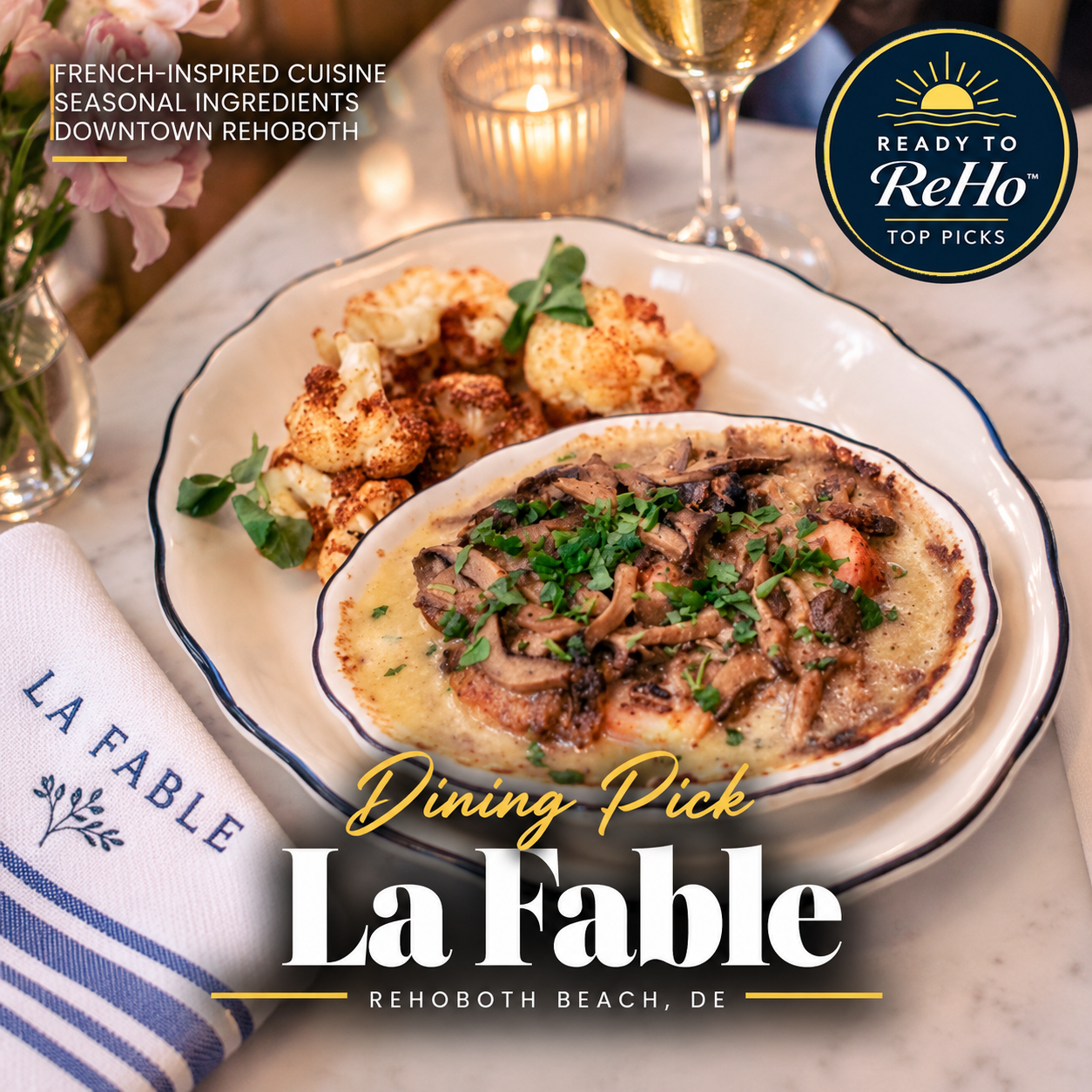 La Fable brings the intimacy of a classic French bistro to downtown Rehoboth. Inspired by the romance of Parisian and New York neighborhood restaurants.
