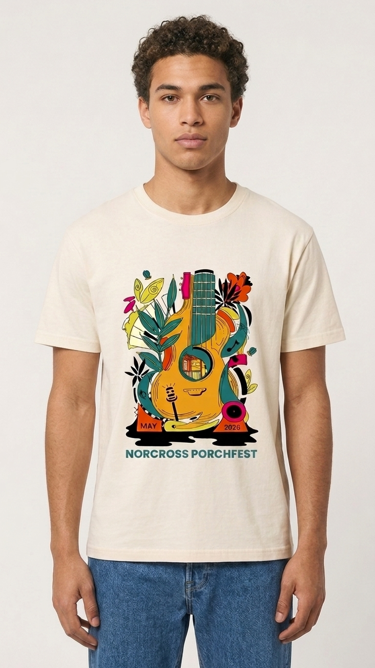 Norcross Porchfest - Shirt - Guitar Lineup (front) 3a.png