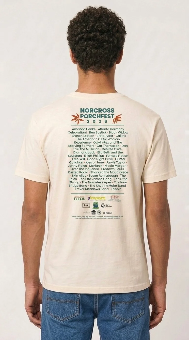 Norcross Porchfest - Shirt - Guitar Lineup (back) 3b.png
