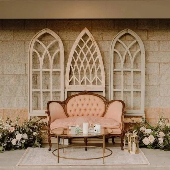 Arched+Windows+Pink+Vintage+Loveseat+Gold+Glass+Coffee+Table.jpg