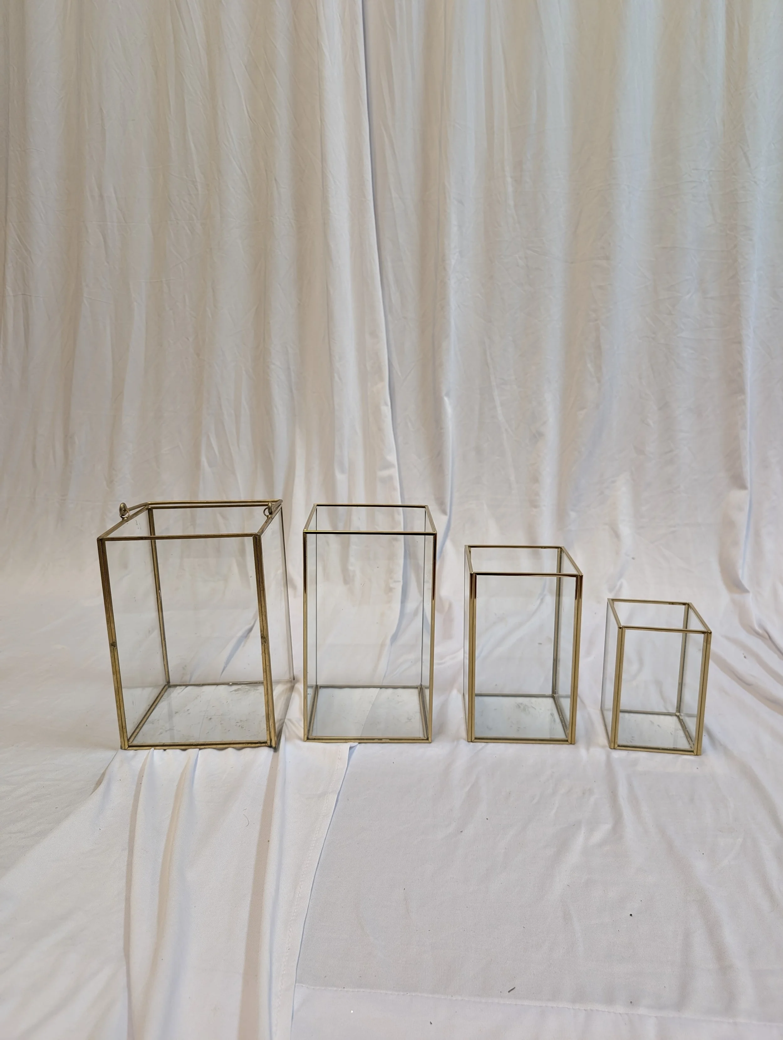 Square Gold Glass Hurricanes