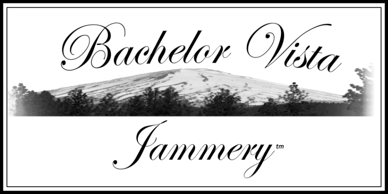 Bachelor Vista Jammery's logo including a photo of Mt. Bachelor