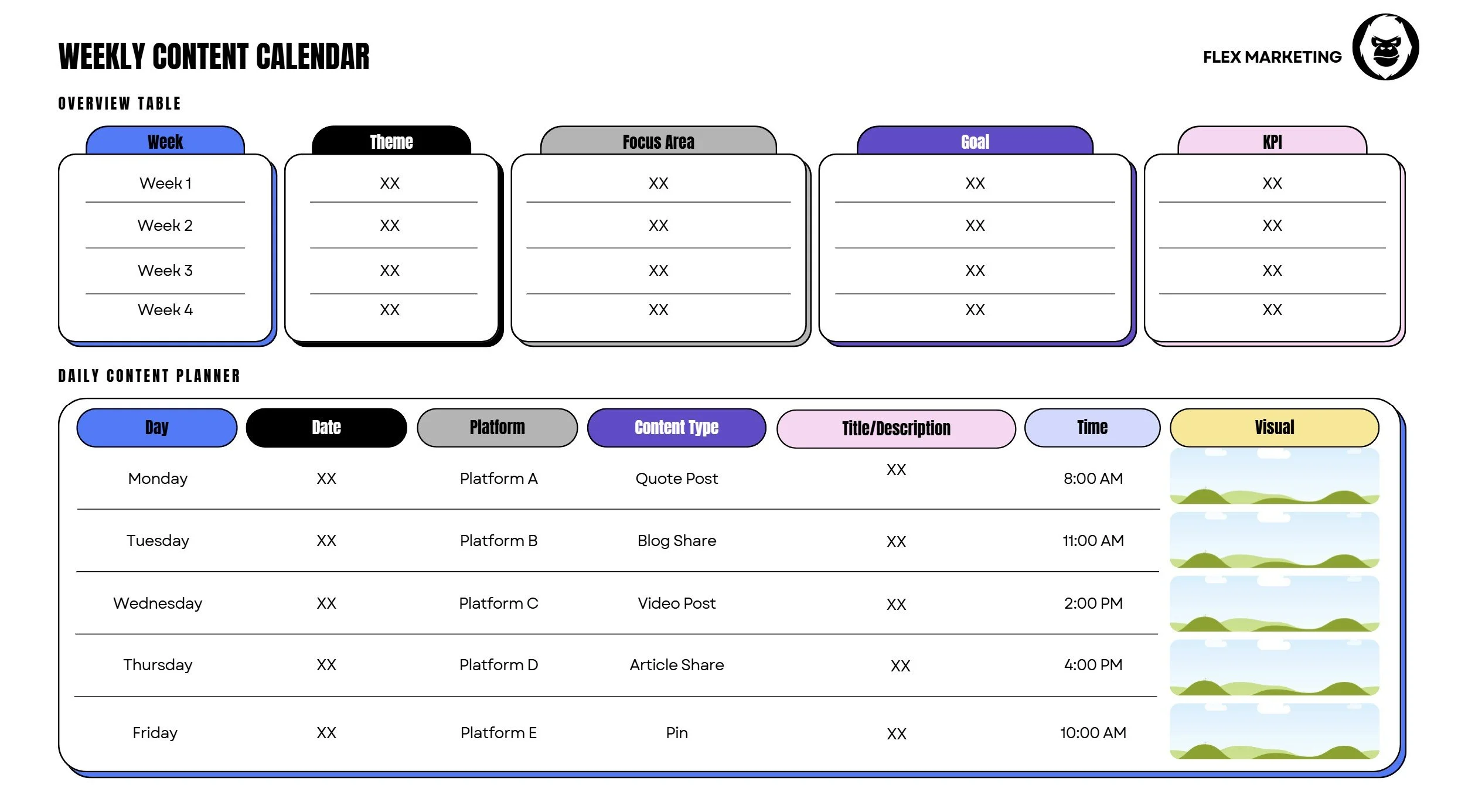 Free Social Media Content Planner to help Grow Your Brand