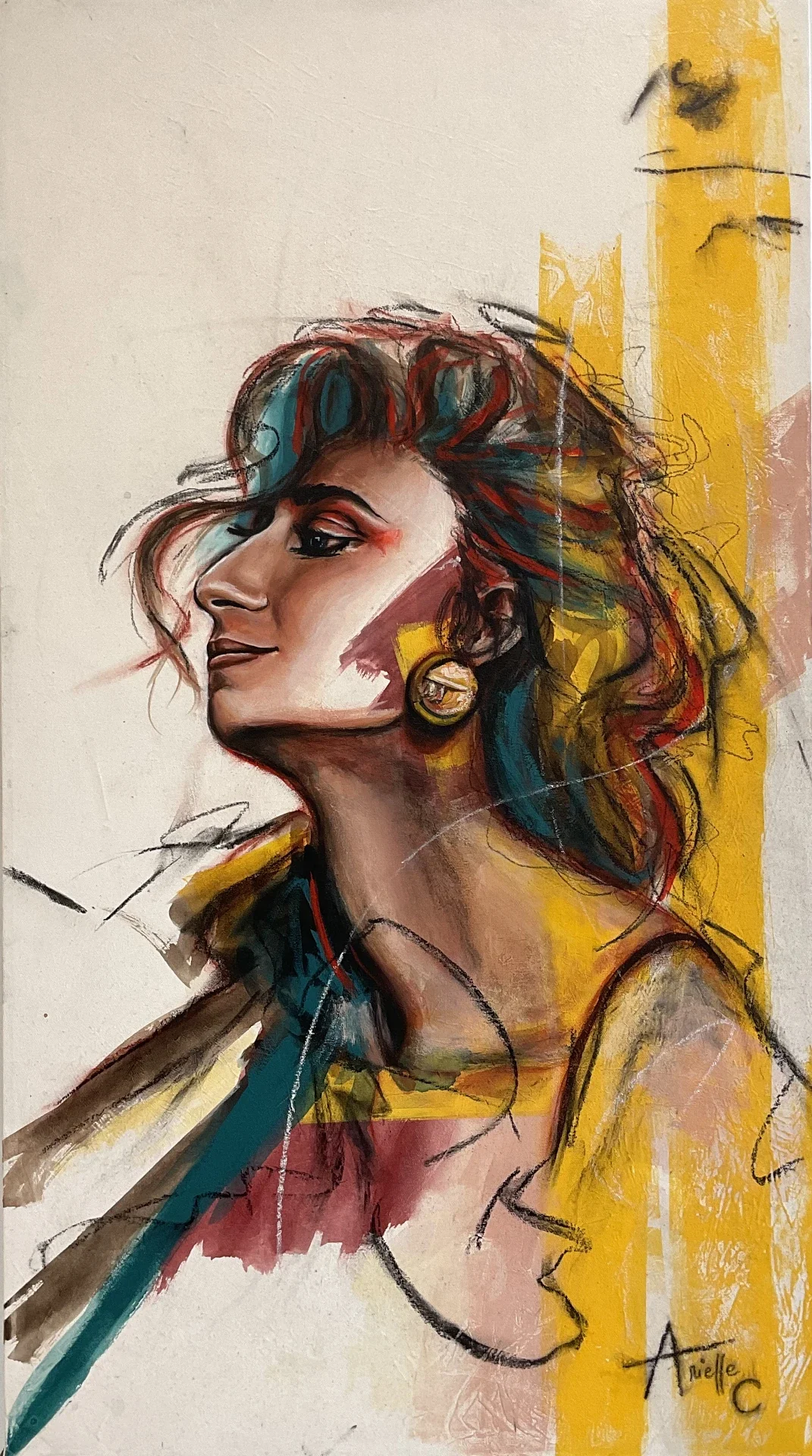 Acrylic painting of a woman portrait