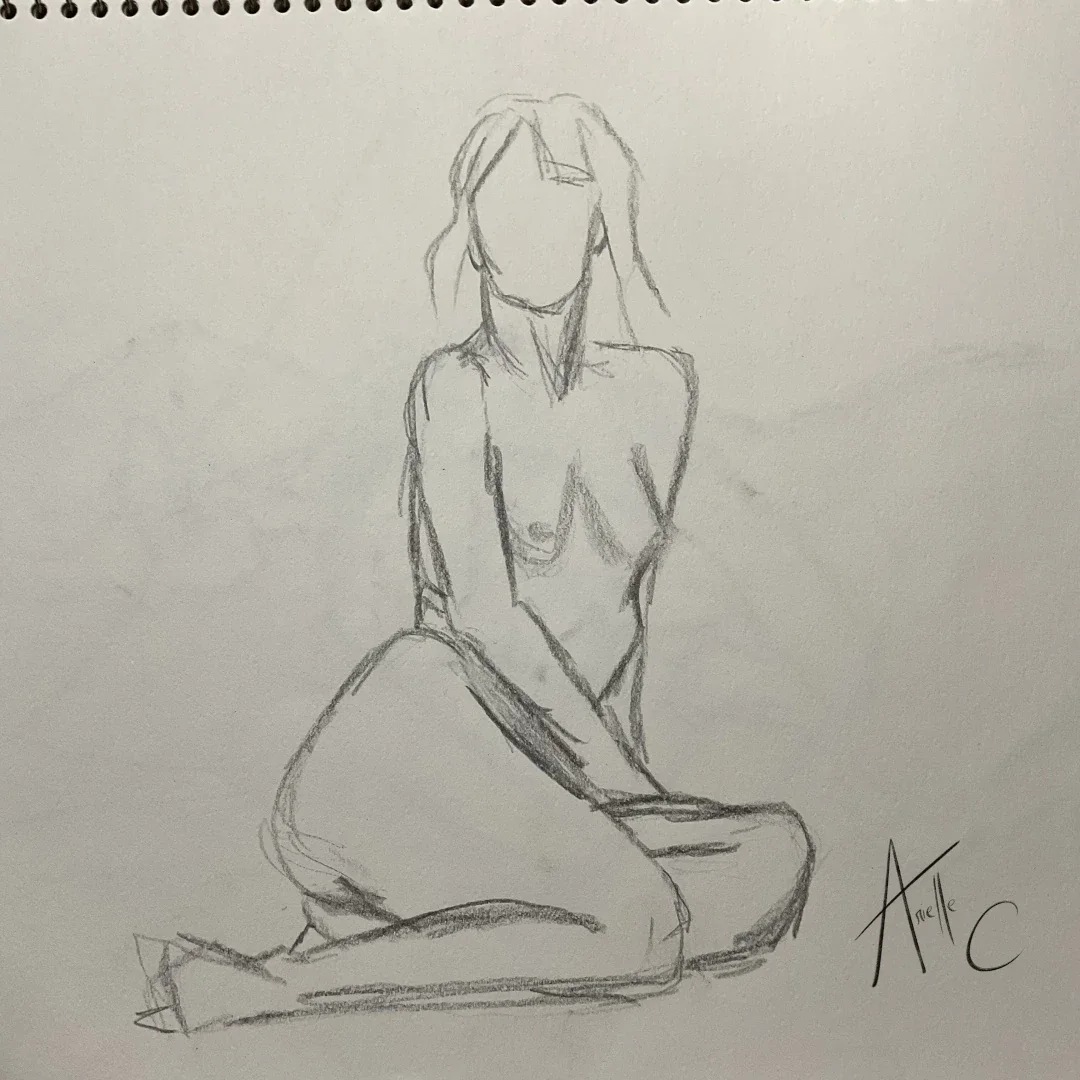 Still life drawing of a woman