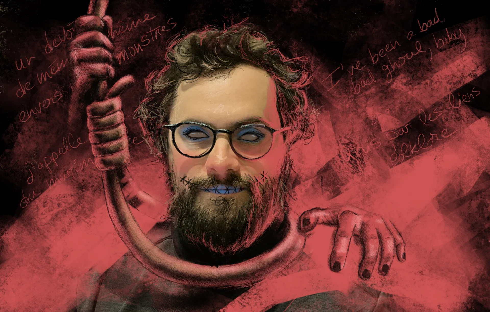 Digital drawing over a photograh on Procreate