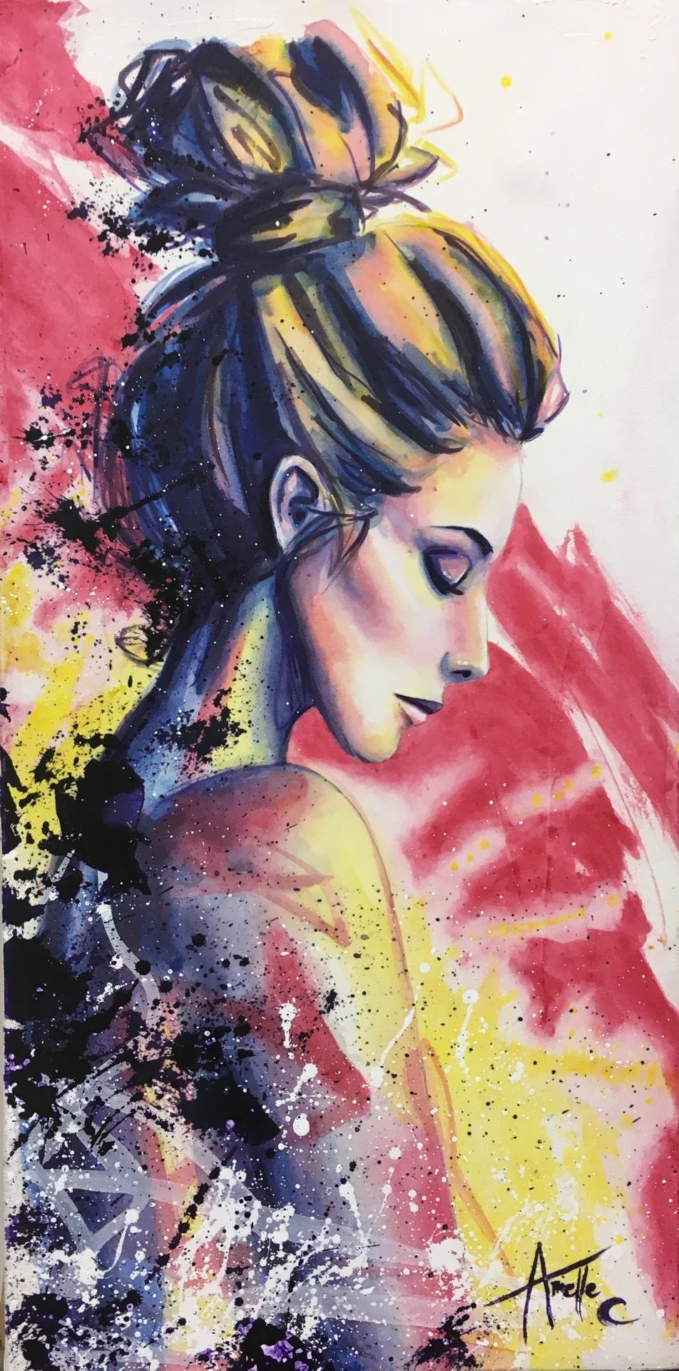 Acrylic painting of a woman portrait