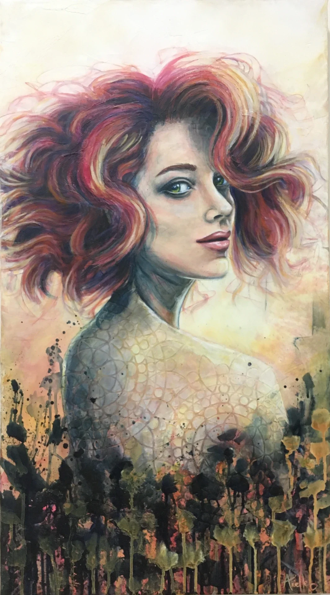 Acrylic painting of a woman portrait