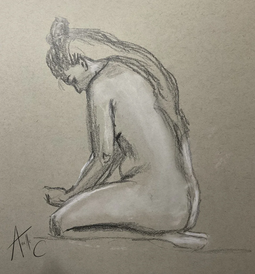 Still life drawing of a woman