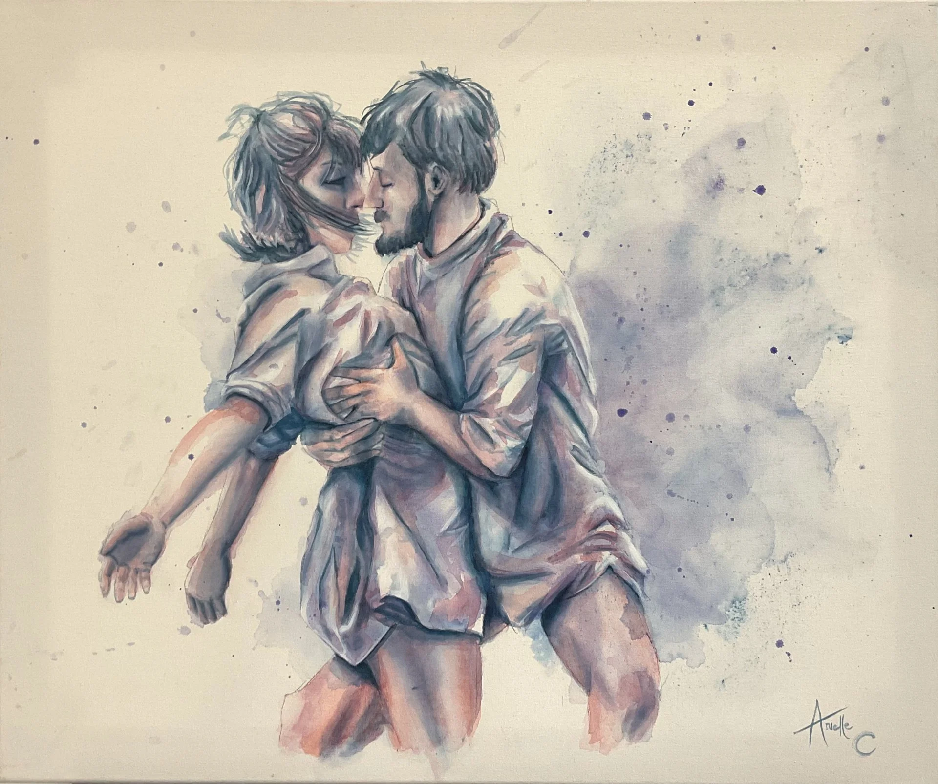 Watercolor painting of dancers