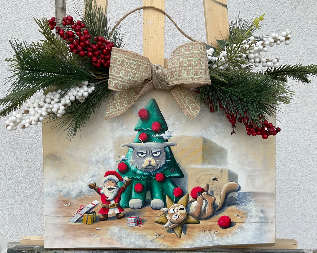 Original acrylic painting Christmas Chaos