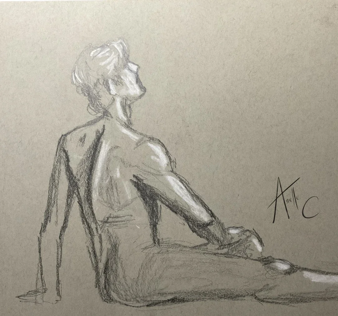 Still life drawing of a man