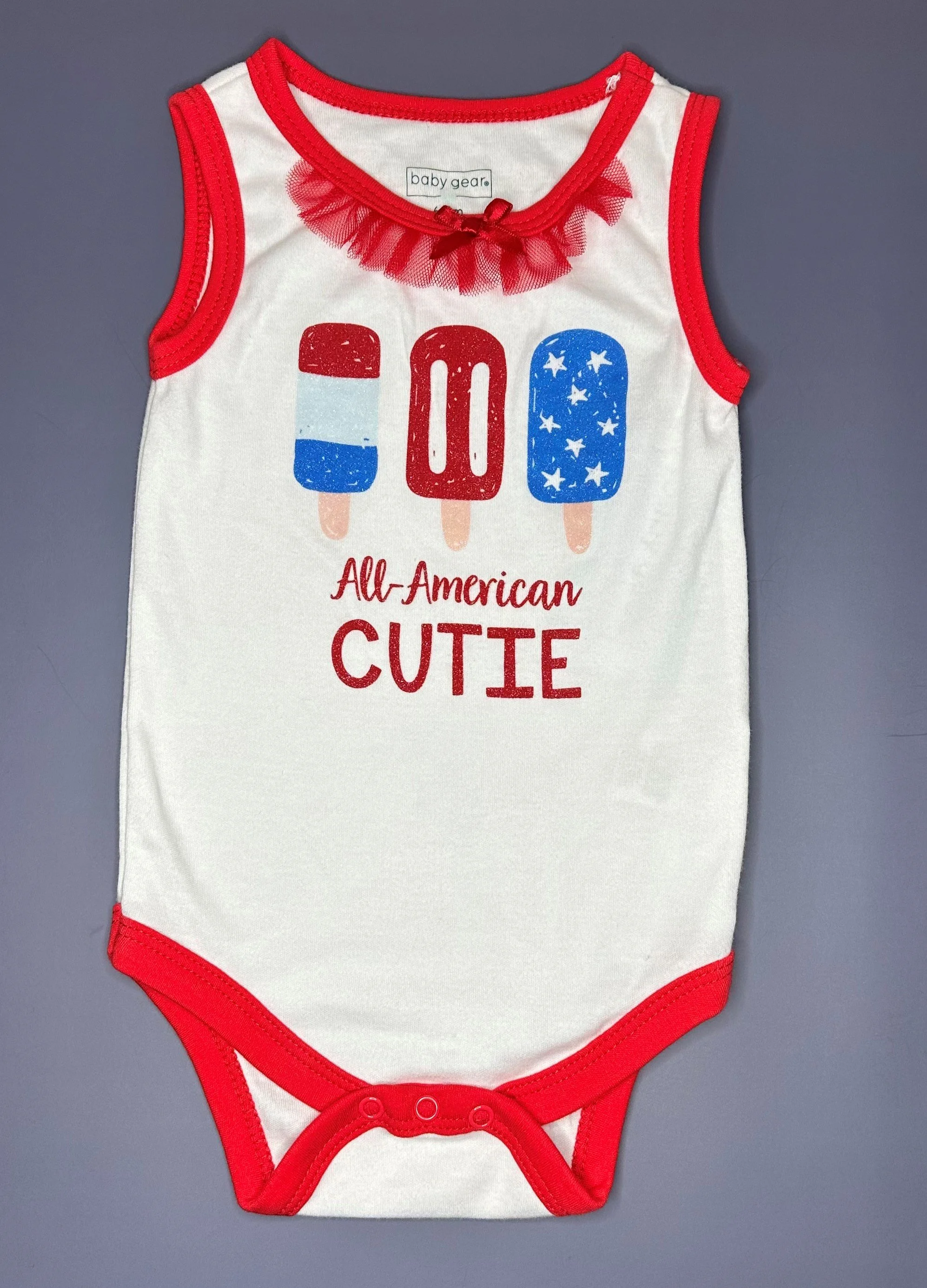 All-American Cutie Sleeveless Bodysuit (6-9 mos)