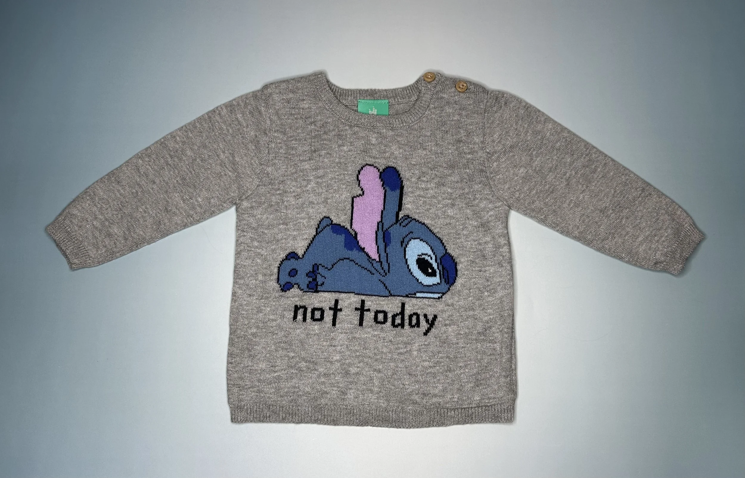 Baby Knit Sweater – “Not Today” Graphic (0-3 mos)