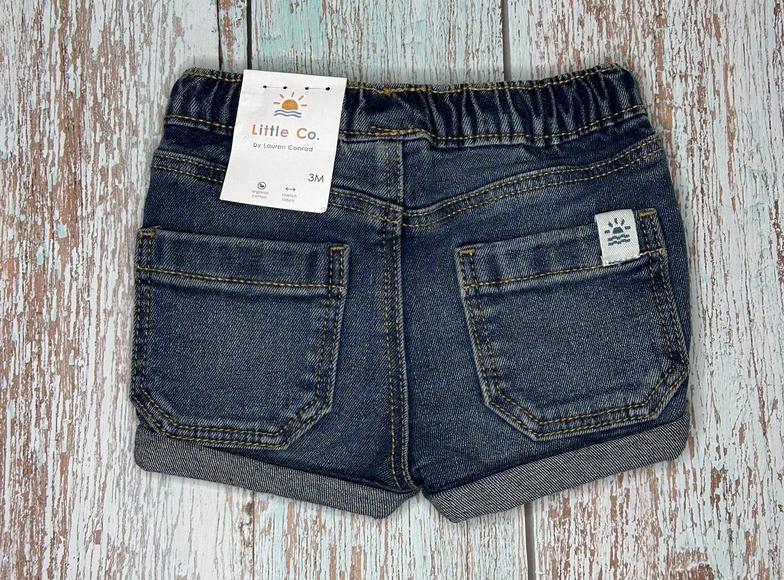 Baby Denim Cuffed Shorts - 3 Months back.jpg