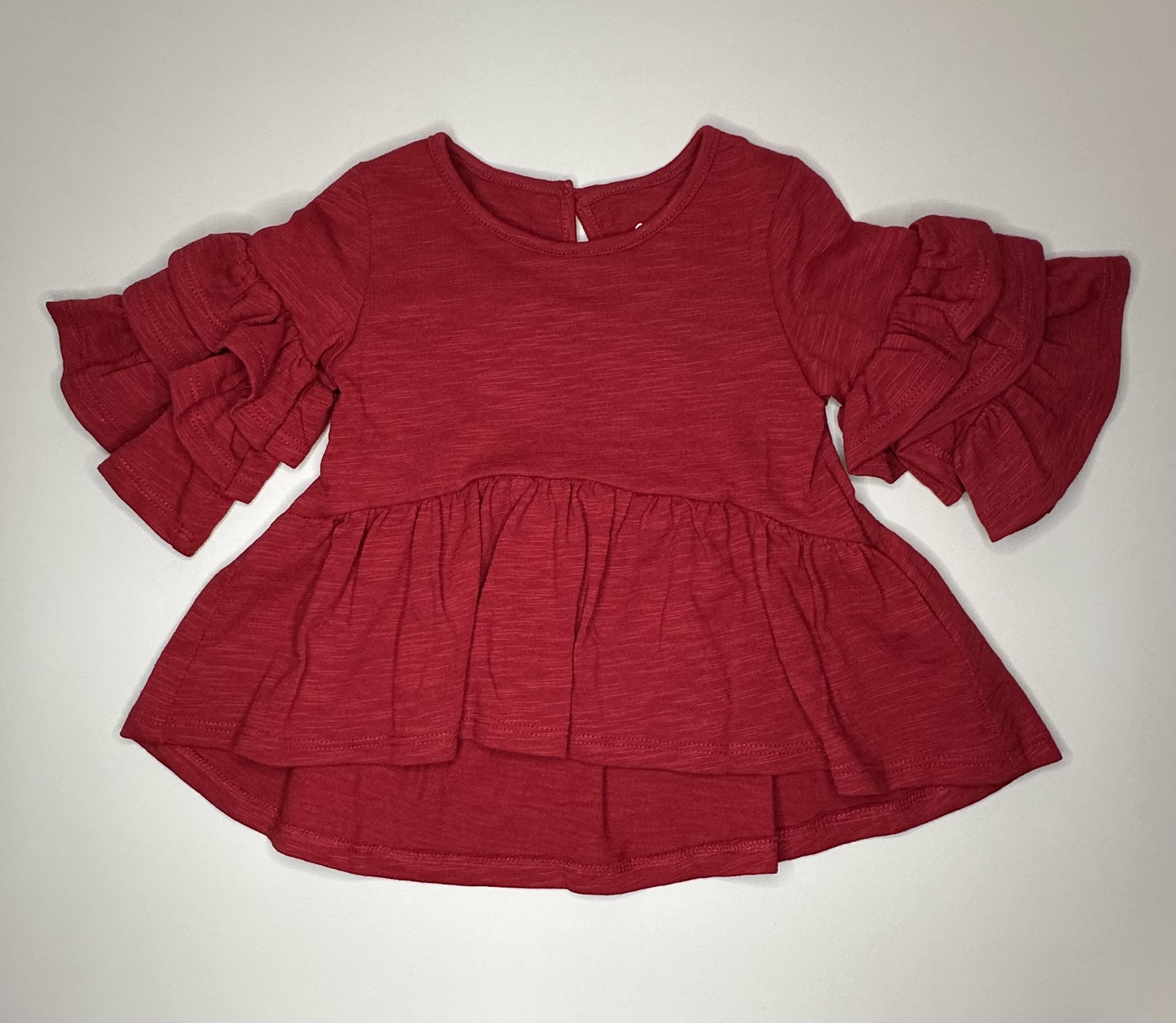 Red Ruffle Sleeve Baby Dress - 12 Months Front.jpg