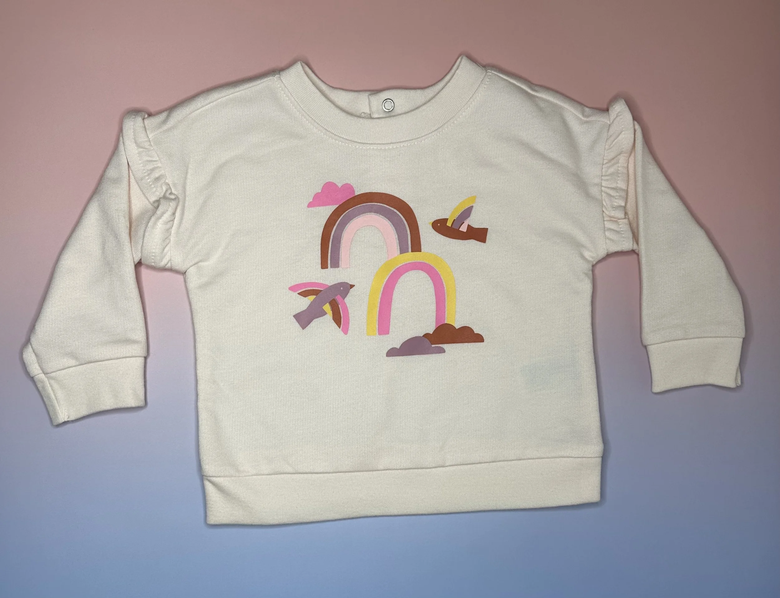 Rainbow Ruffle Sleeve Sweatshirt (3-6 mos)