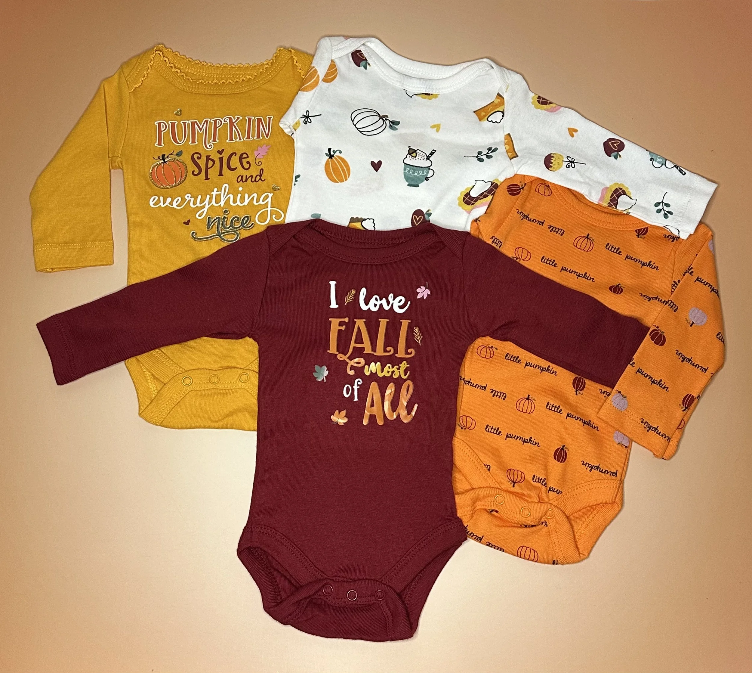 Fall-Themed Baby Bodysuit Bundle – 4-Pack (NB)