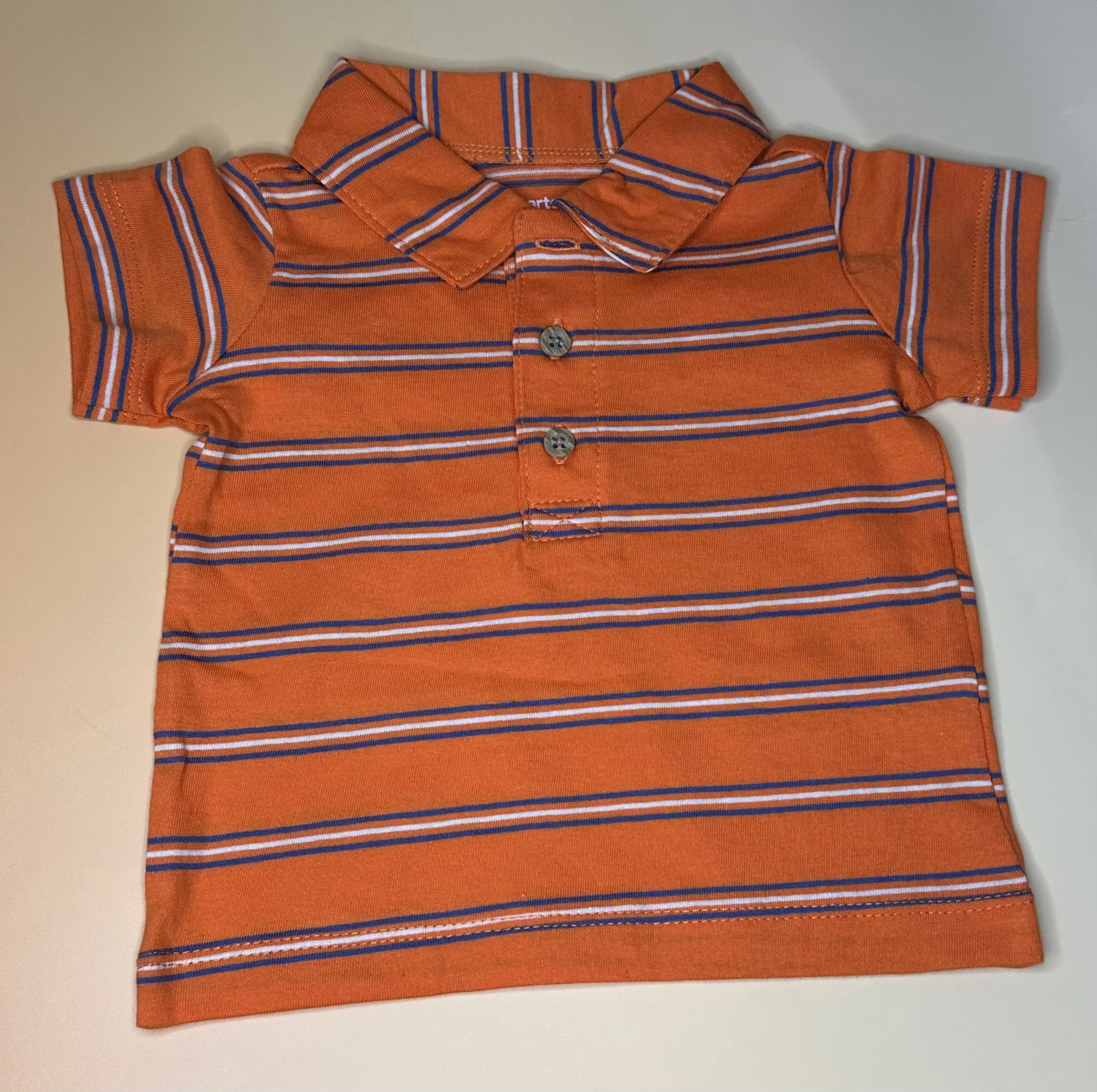 Baby Orange Striped Polo Shirt (3 / 6 mos)