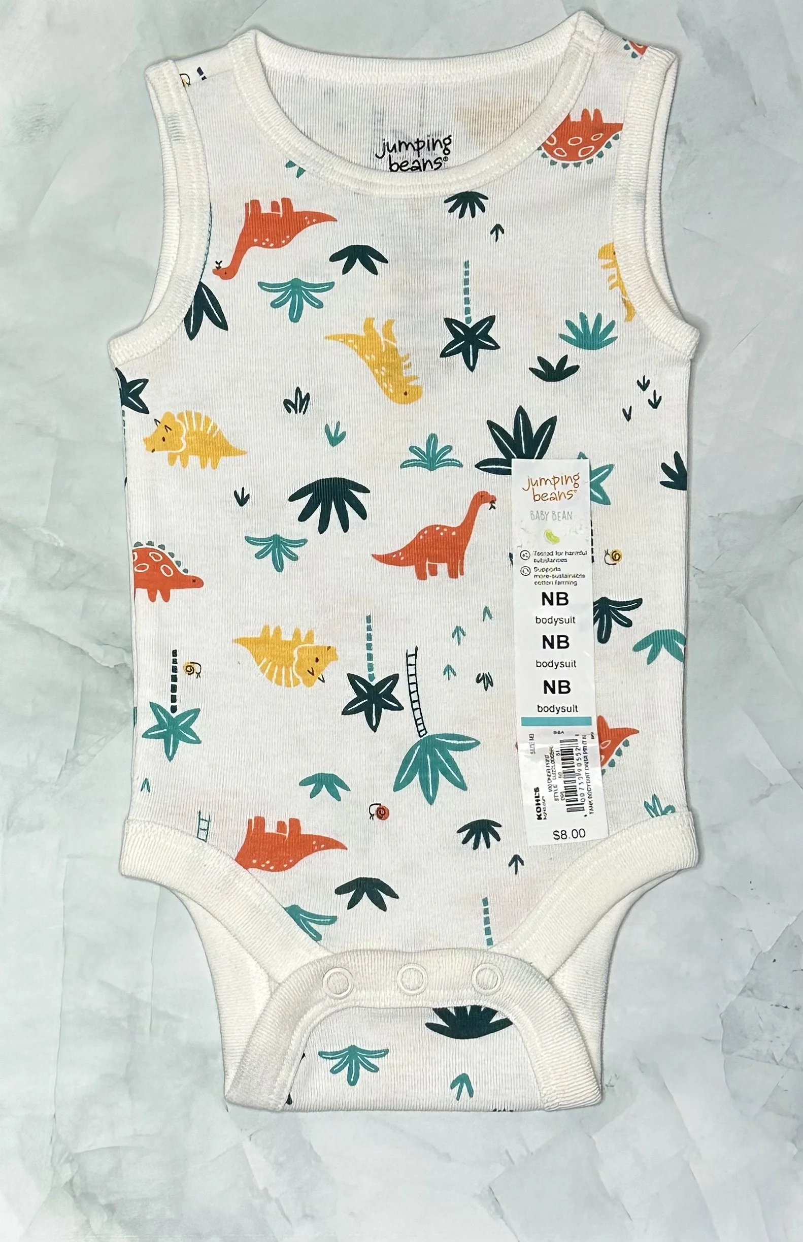 Dinosaur Sleeveless Baby Bodysuit (NB)