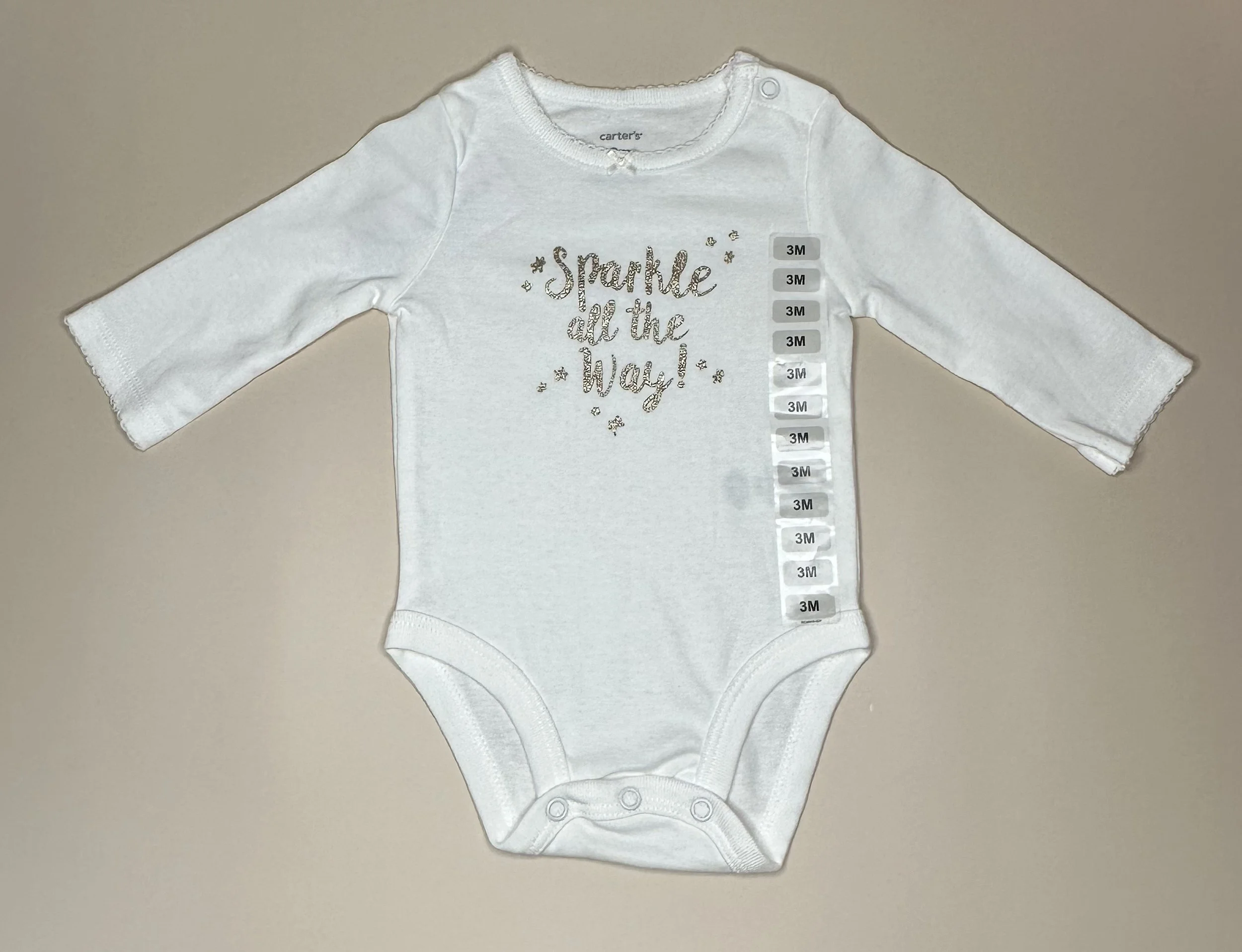 Baby Long-Sleeve Bodysuit – “Sparkle All the Way” (3 mos)