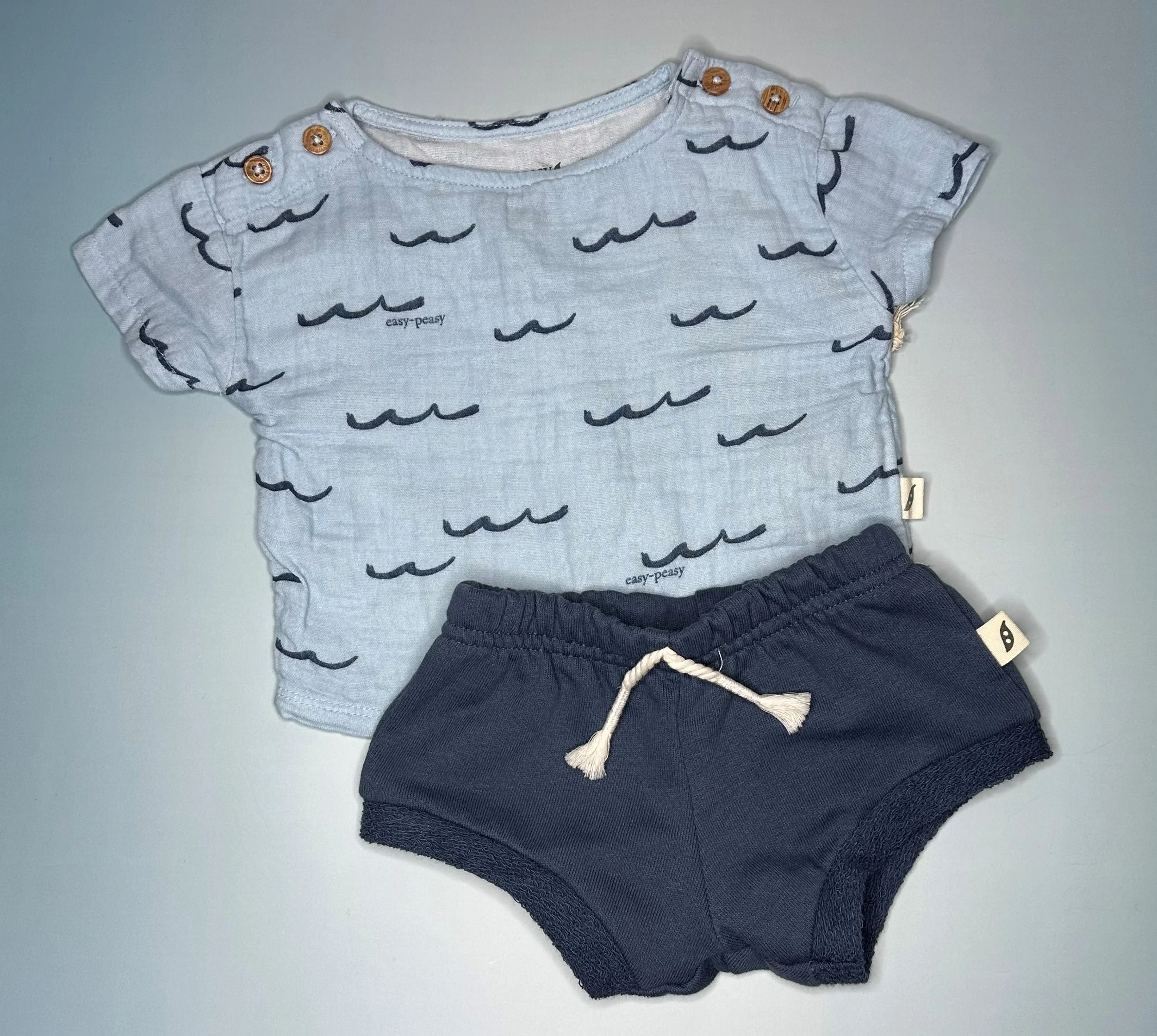 Baby Short-Sleeve Top & Drawstring Shorts Set (0-3 mos)