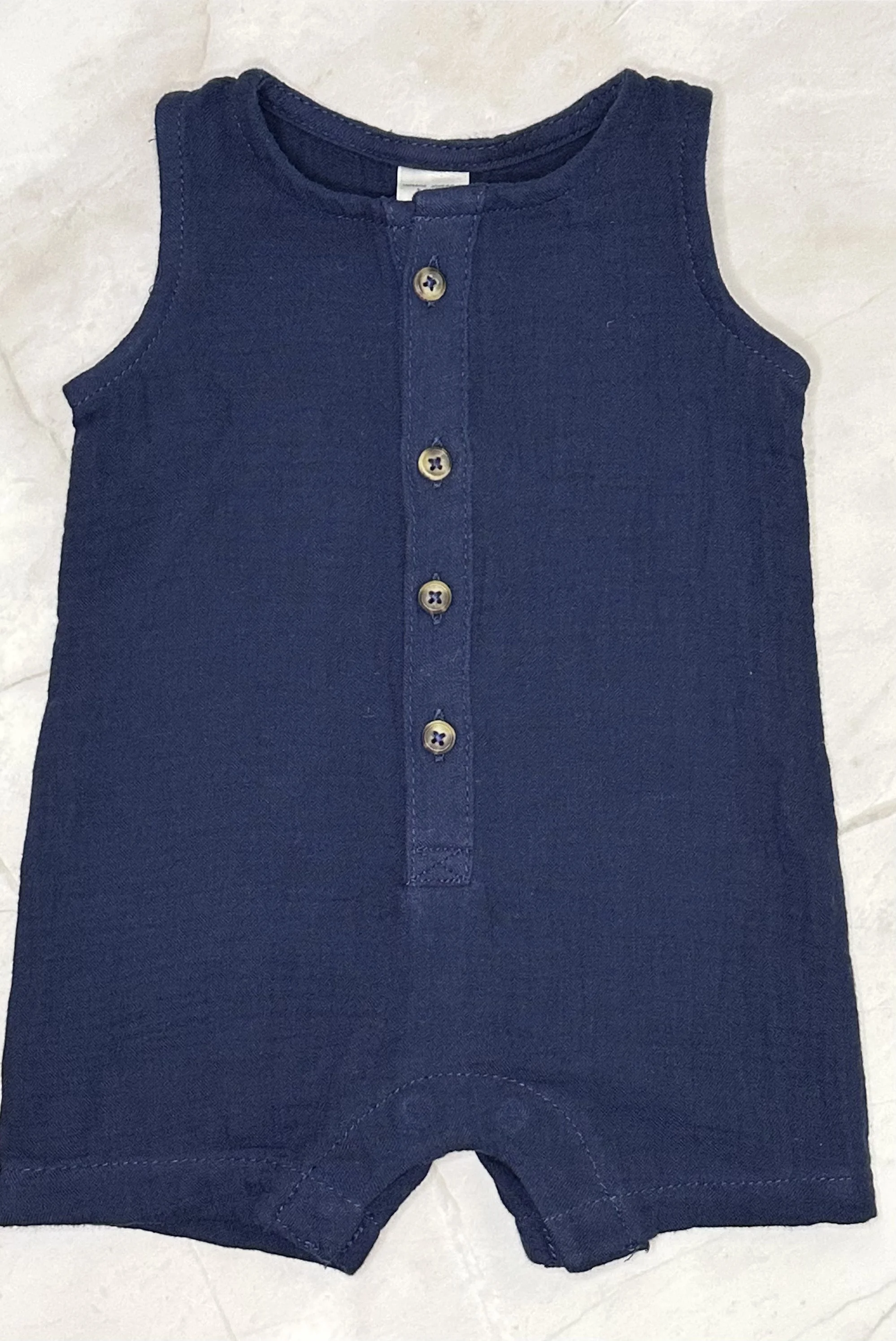 Sleeveless Button-Front Baby Romper (NB)