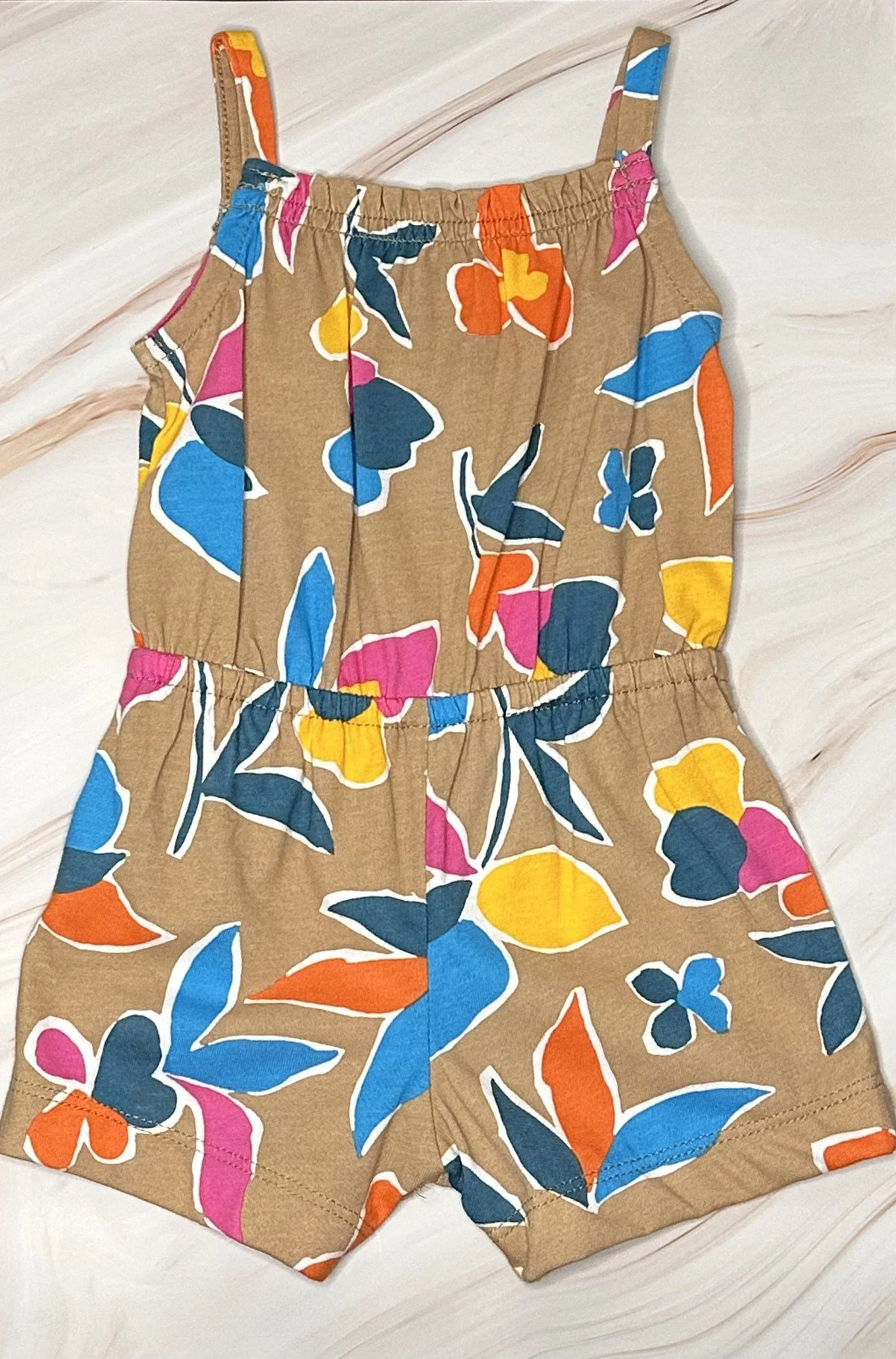 Floral Baby Romper – Sleeveless with Elastic Waist (NB)