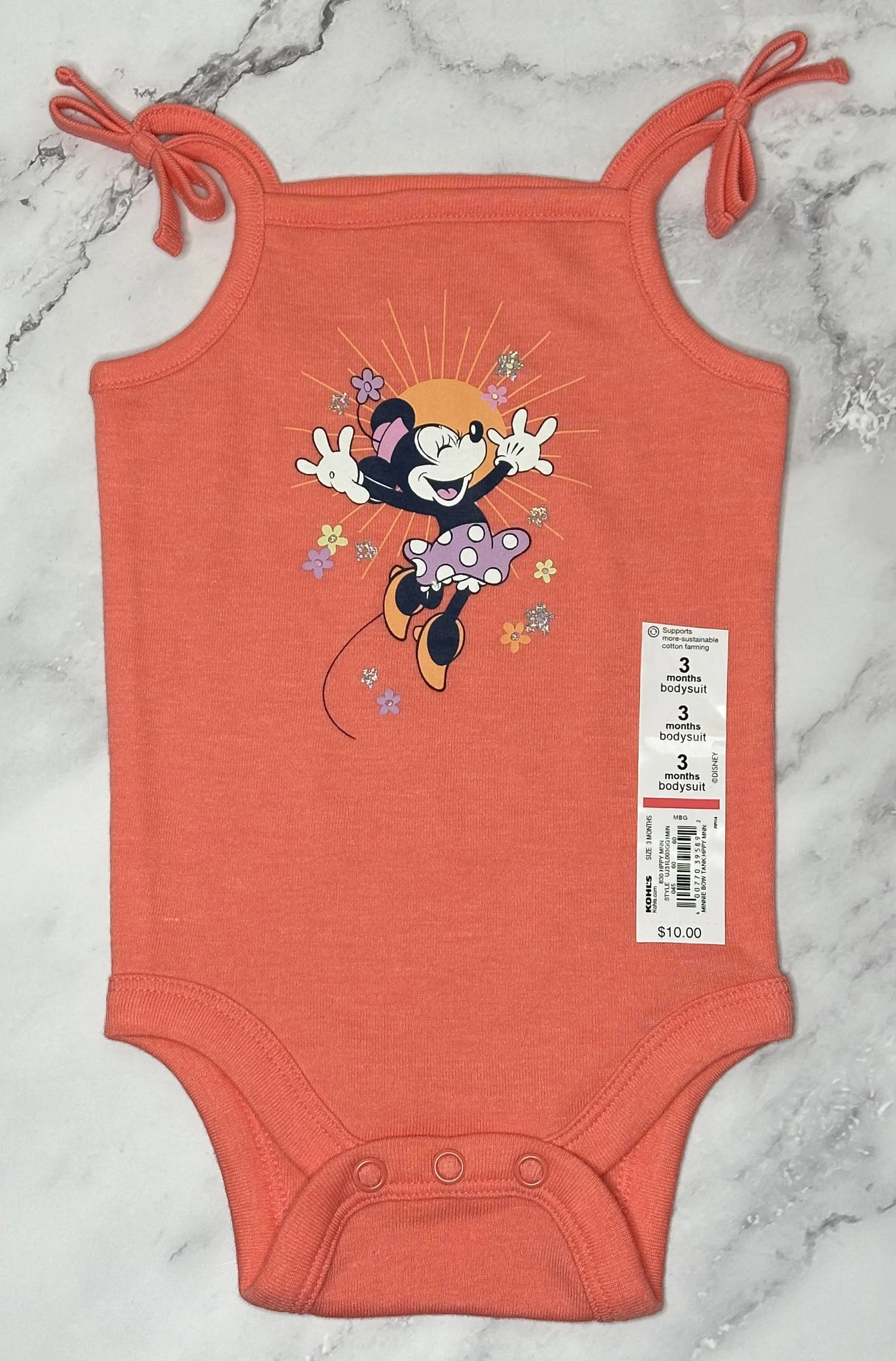 Baby Minnie Mouse Tie-Shoulder Bodysuit (3 mos)