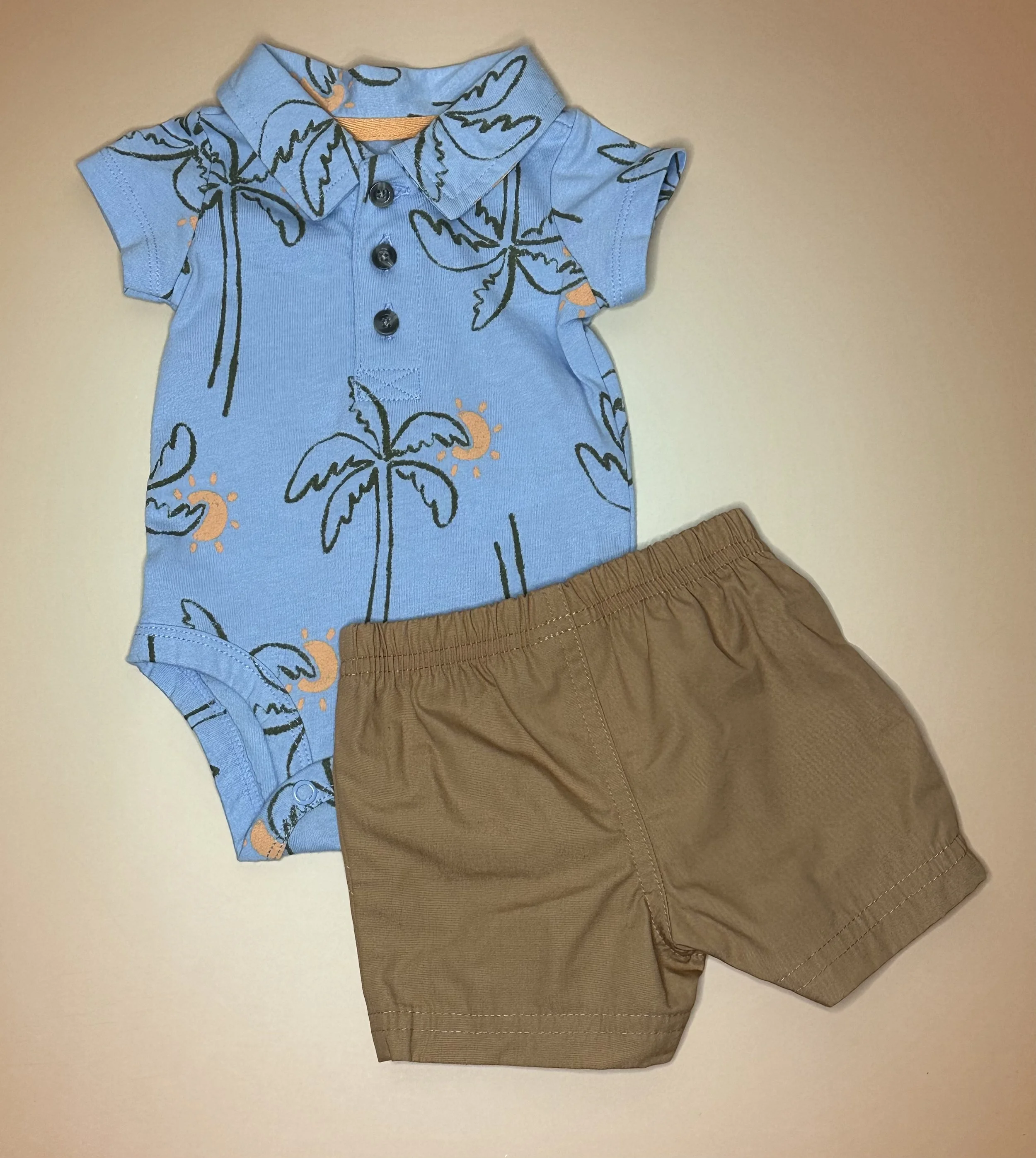 Tropical Palm Print Baby Outfit Set (NB)