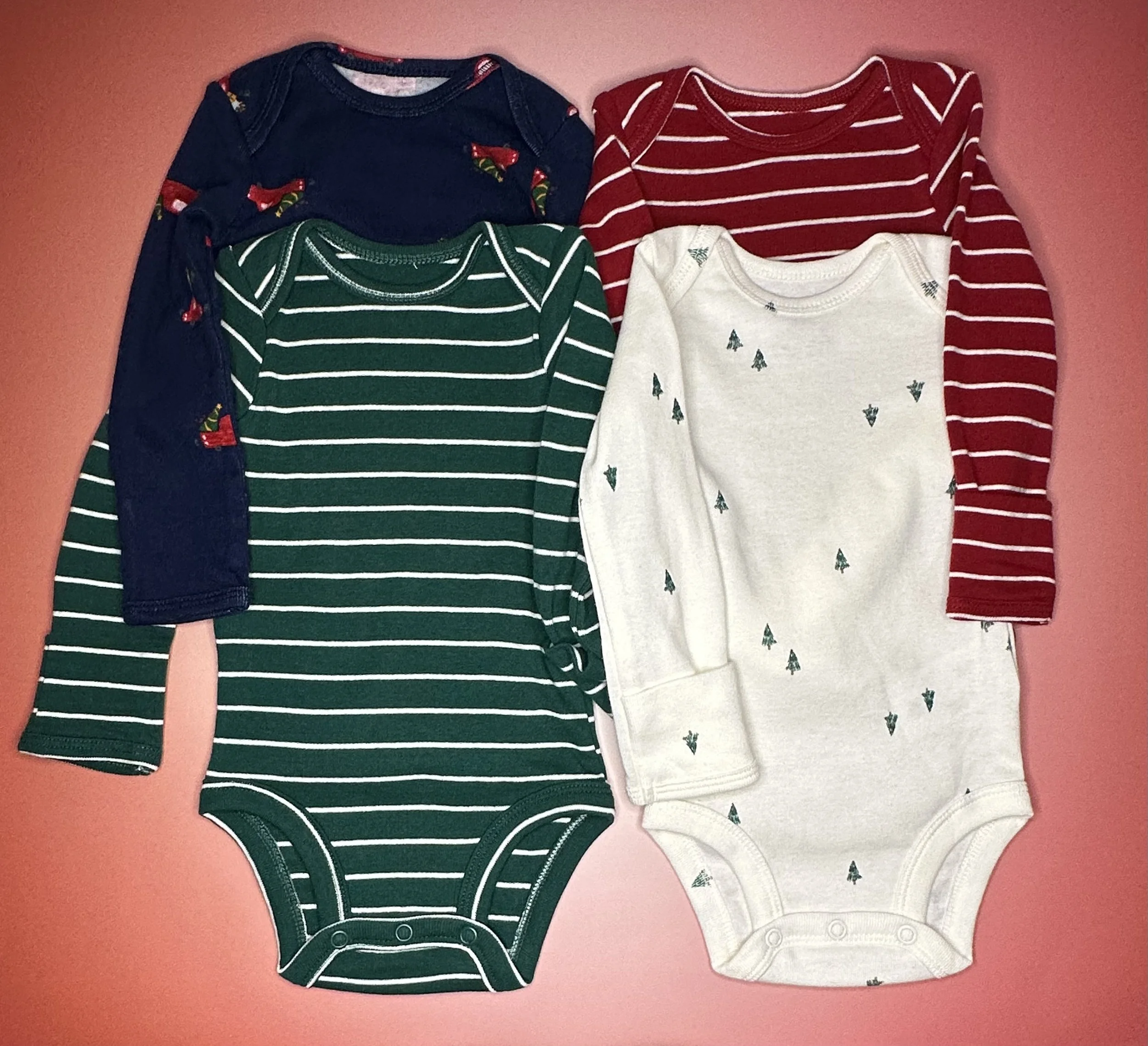 4-Pack Baby Long Sleeve Bodysuit Set (3 / 6 / 9 mos)