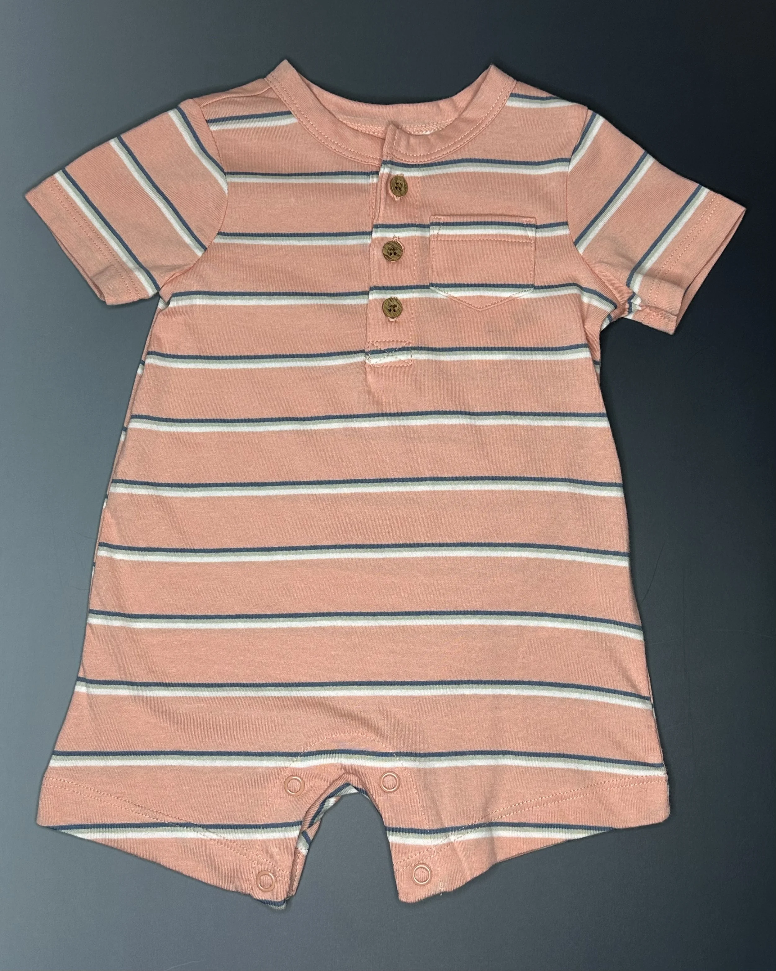 Baby Short-Sleeve Striped Romper (3 mos)