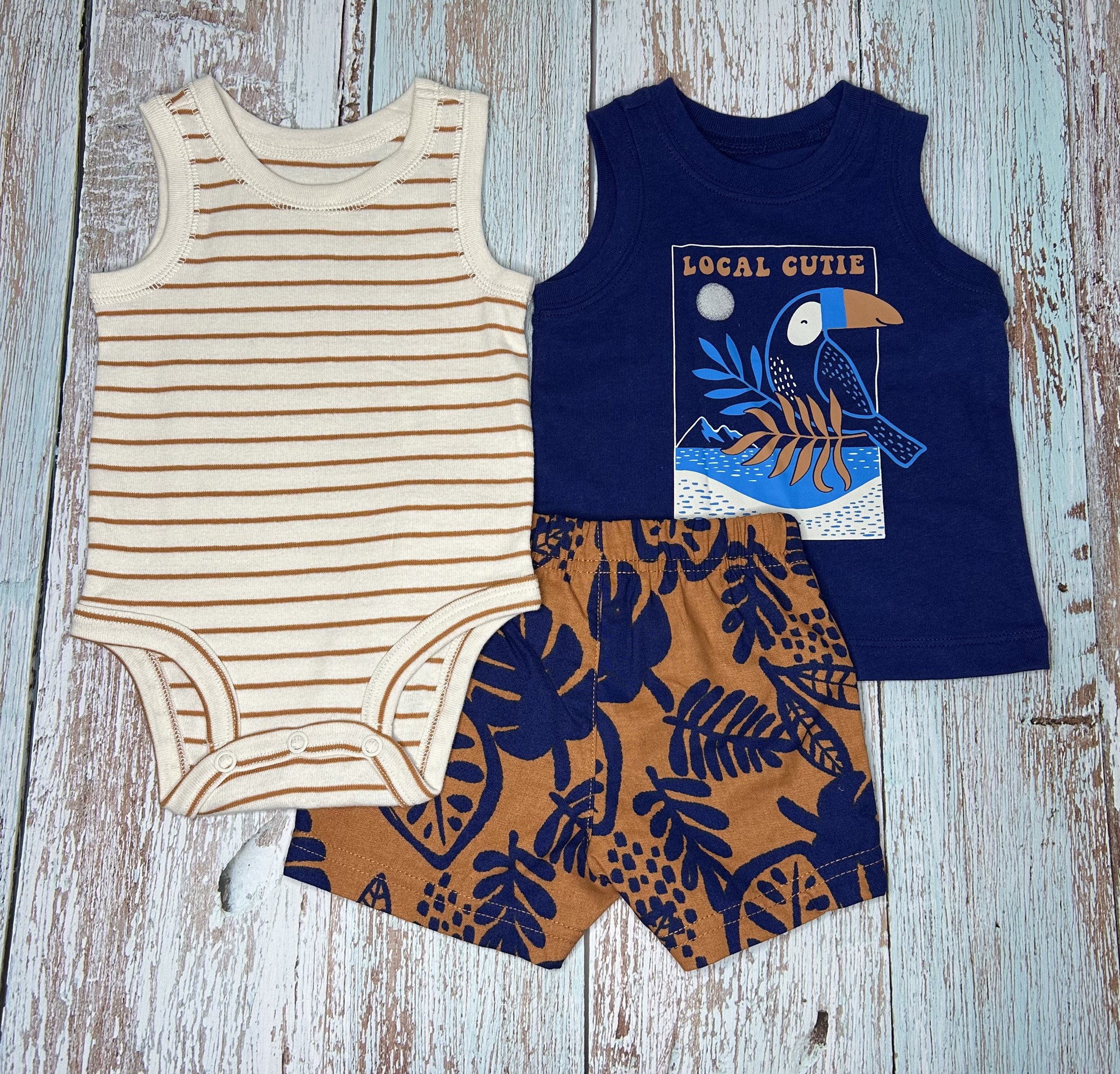 3-Piece Baby Outfit Set – Tropical Theme (3 mos)