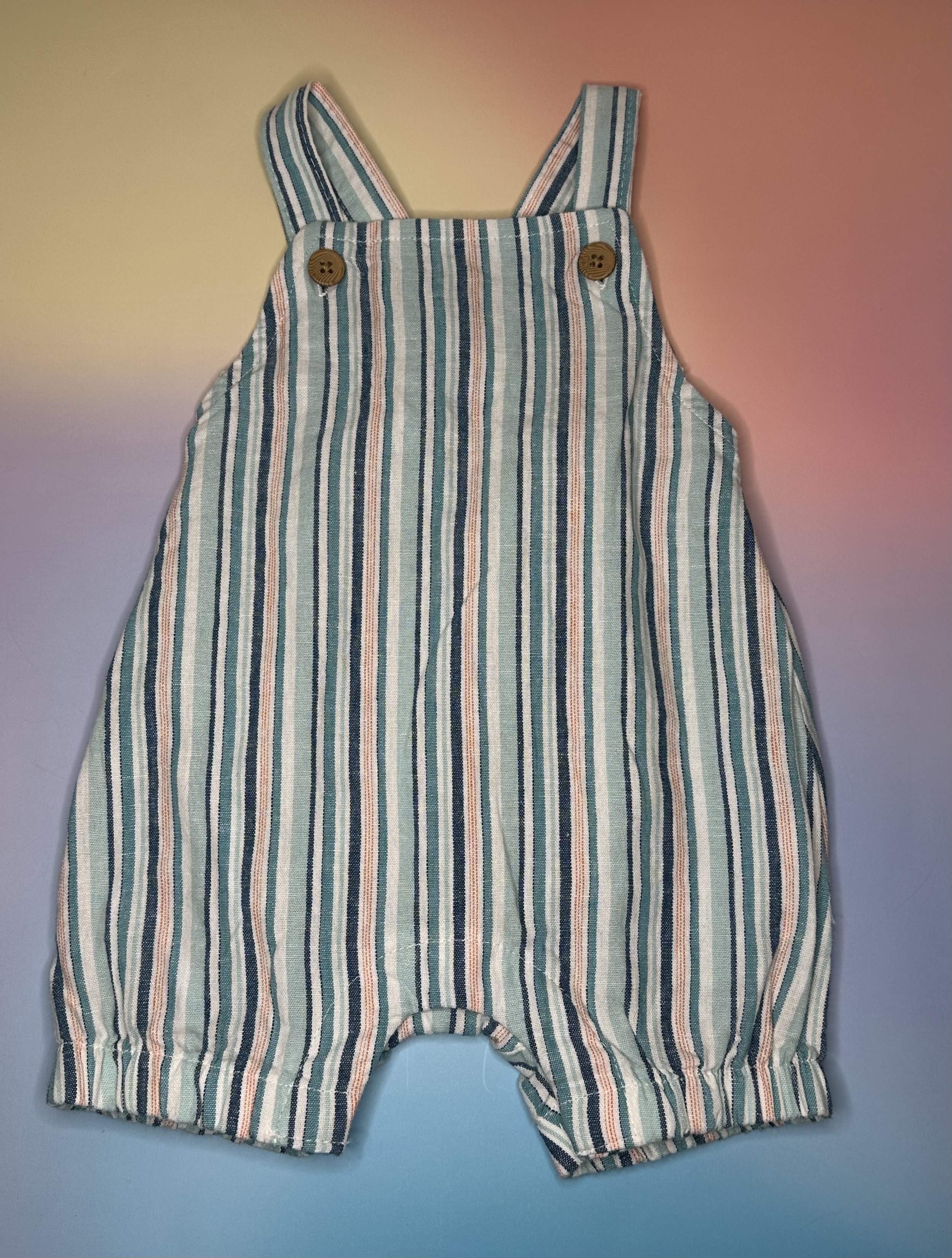 Baby Striped Shortall Romper (0-3 mos)