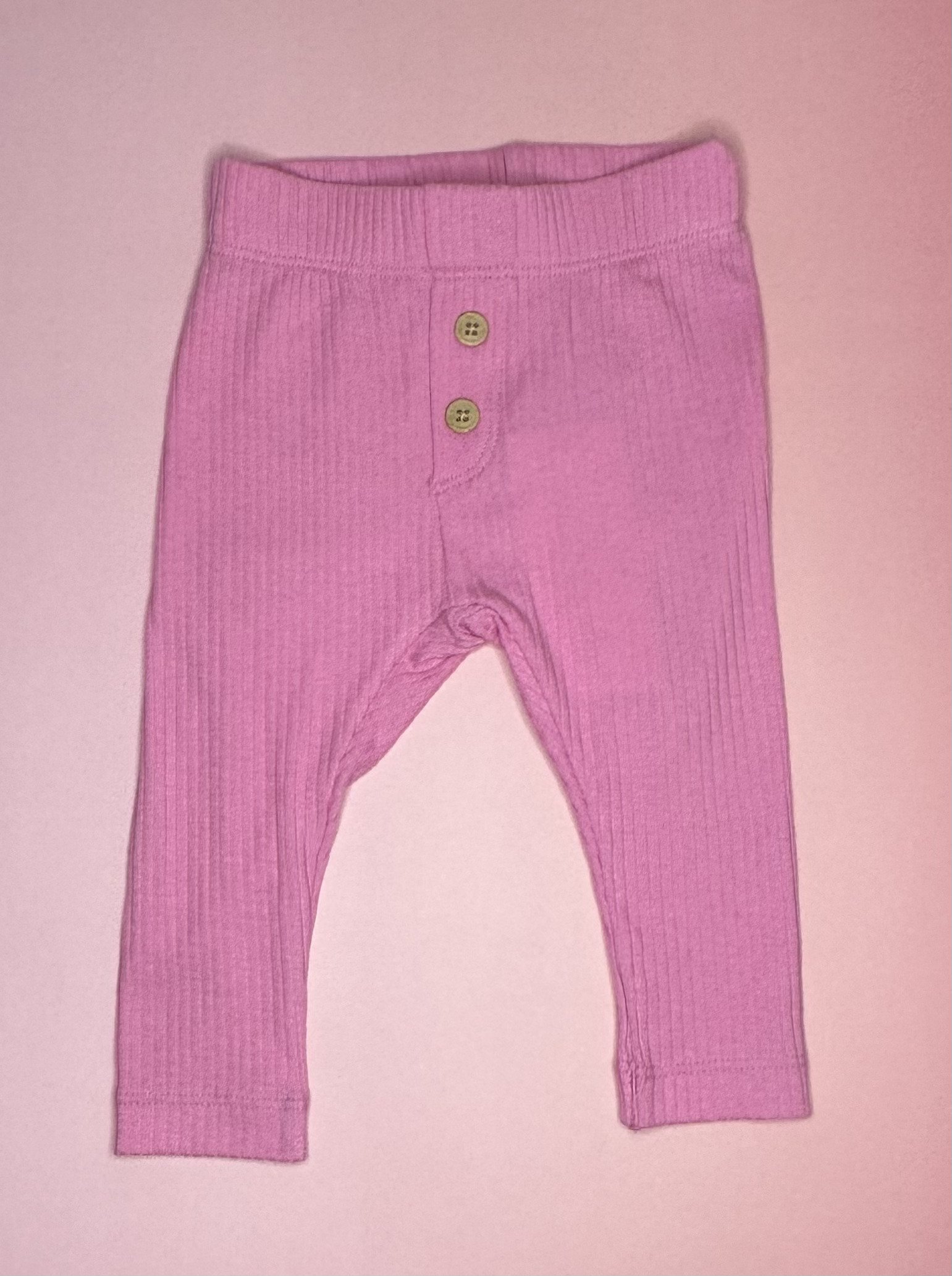 Baby Ribbed Leggings with Button Detail (0-3 mos)