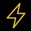 Gold energy icon on a black background