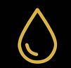 Minimalist yellow teardrop for moisture shape on a black background