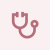 A stylized stethoscope icon in pink.