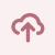 A pink arrow pointing upward with a curved tail.