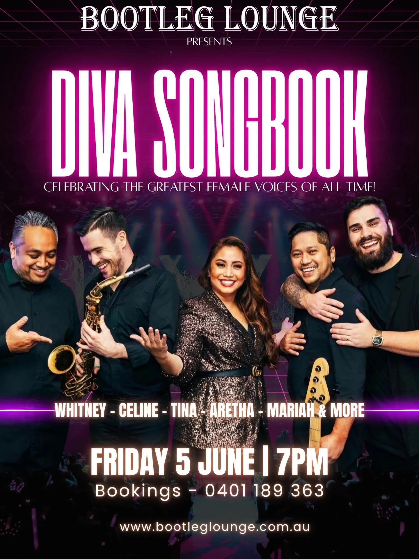 ✨ DIVA SONGBOOK: NUMBER 1&rsquo;s EDITION ✨

One night. All the hits. All the divas. 👑🎤

Join us Friday 5th June at 7PM for a high-energy tribute to the greatest female artists of all time &mdash; featuring the Number 1 songs you know and love 🎶💥