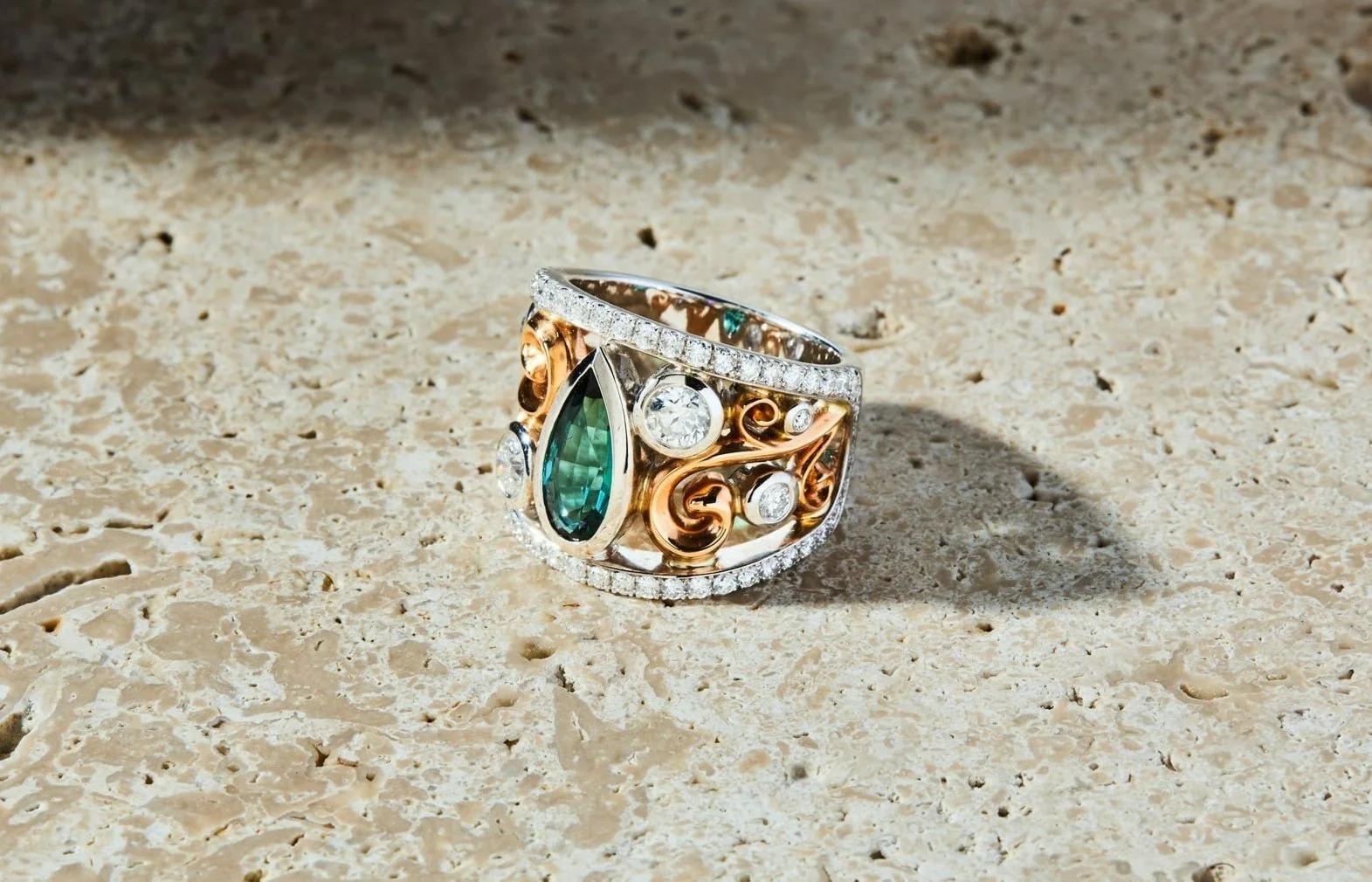 Custom made indicolite tourmaline ring – bespoke jewellery Kiama NSW'