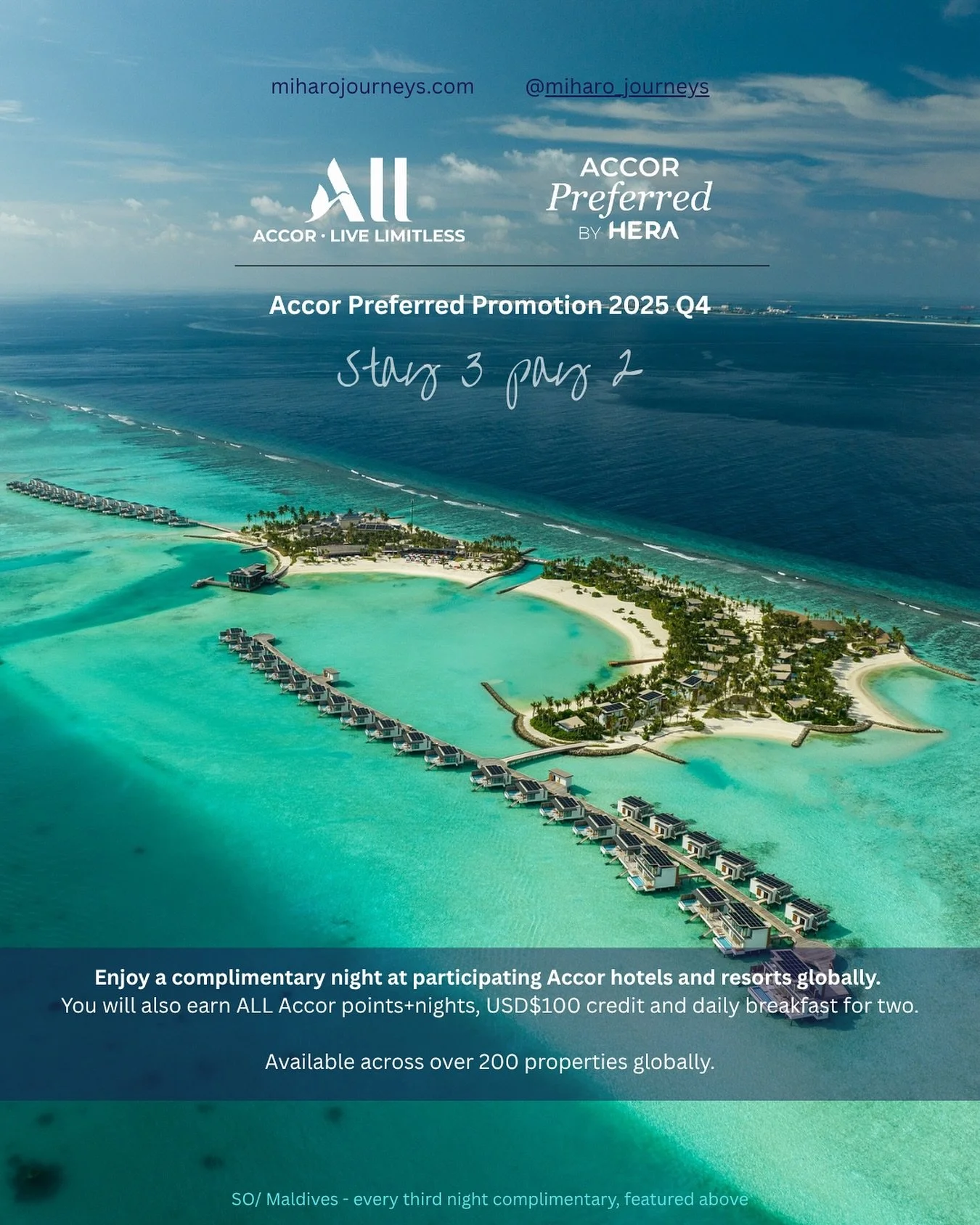 Discover more with Accor&rsquo;s global Third or Fourth Night Free promotion. Earn Accor points, US$100 credit and daily breakfast for two. 

🛎️ DM to book your next stay!

#accor #accorlivelimitless #allaccorplusexplorer #luxuryhotels #sofitel #raf